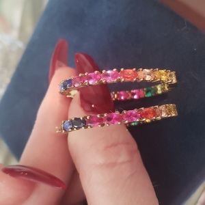 Multi Color hoop earrings 925 silver